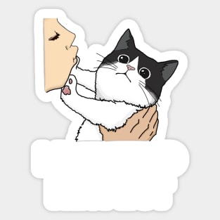 Black and White Cat, I Demand Respect Funny Design Sticker